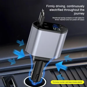 4-in-1 120W Retractable Car Charger - Thumbnail Image 6