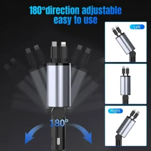 4-in-1 120W Retractable Car Charger - Thumbnail Image 8