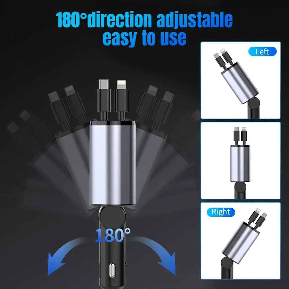 4-in-1 120W Retractable Car Charger - Image 8