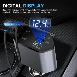 4-in-1 120W Retractable Car Charger - Thumbnail Image 3