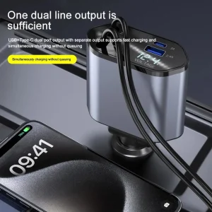 4-in-1 120W Retractable Car Charger - Thumbnail Image 5