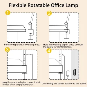 LED Clamp Desk Lamp, 4 Colors & 5 Brightness - Thumbnail Image 6