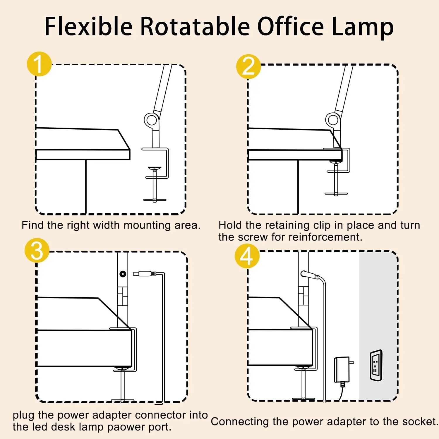 LED Clamp Desk Lamp, 4 Colors & 5 Brightness - Image 6
