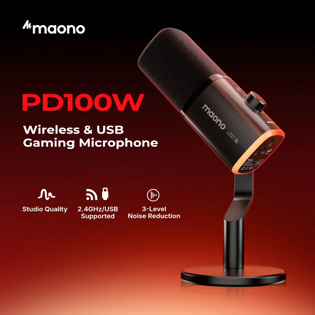 MAONO PD100W Wireless RGB Gaming Microphone - Image 1
