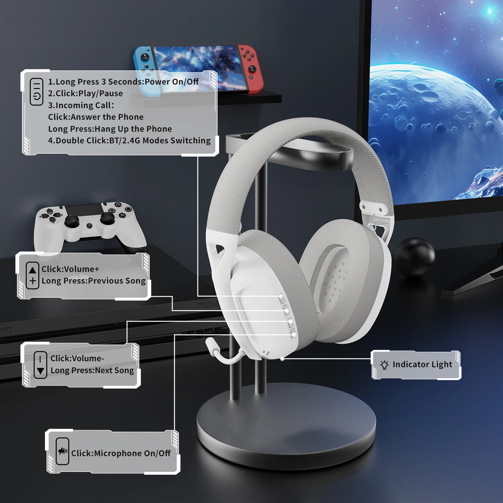ATTACK SHARK L80 Tri-Mode Gaming Headset - Image 6
