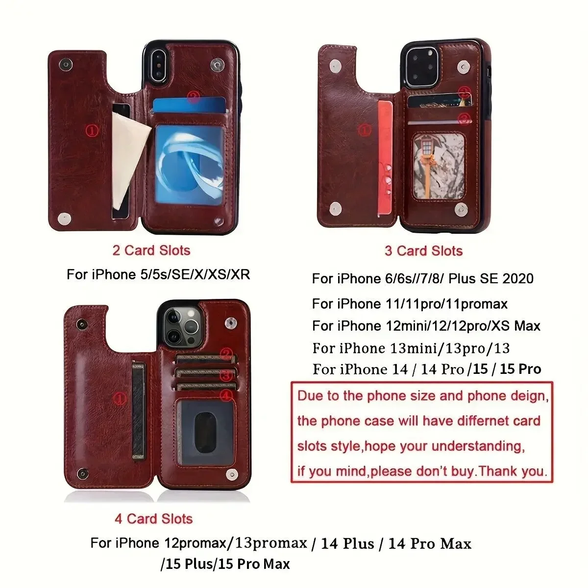 iPhone Leather Wallet Card Holder Case - Image 6
