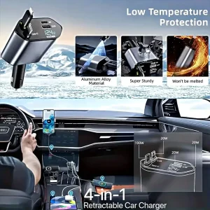 4-in-1 120W USB-C Retractable Car Charger - Thumbnail Image 3