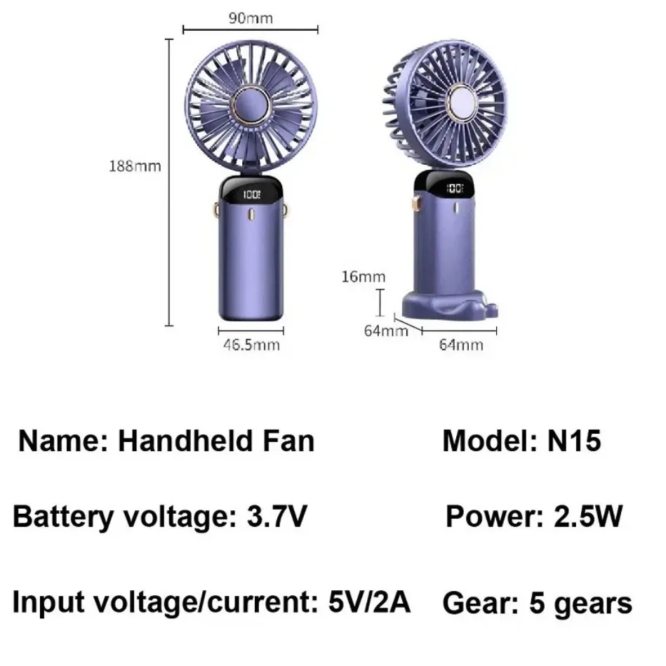 Foldable USB-C Rechargeable Fan with Stand - Image 6