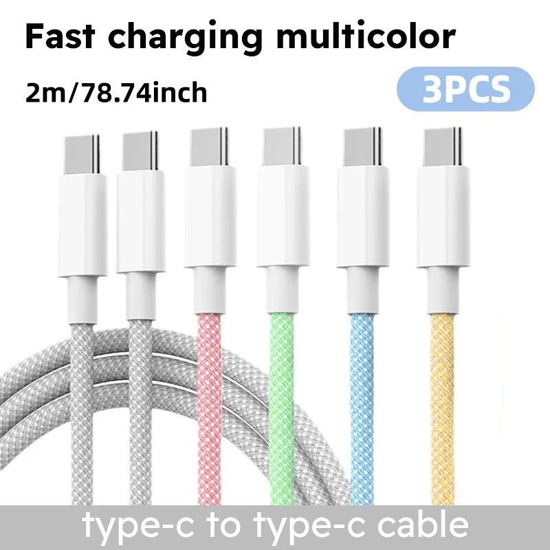 3-Pack 6FT 60W USB-C Fast Charging Cables - Image 1