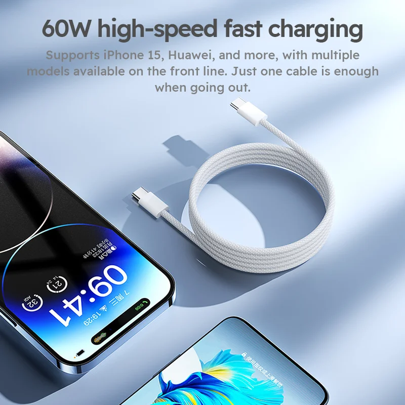 3-Pack 6FT 60W USB-C Fast Charging Cables - Image 5
