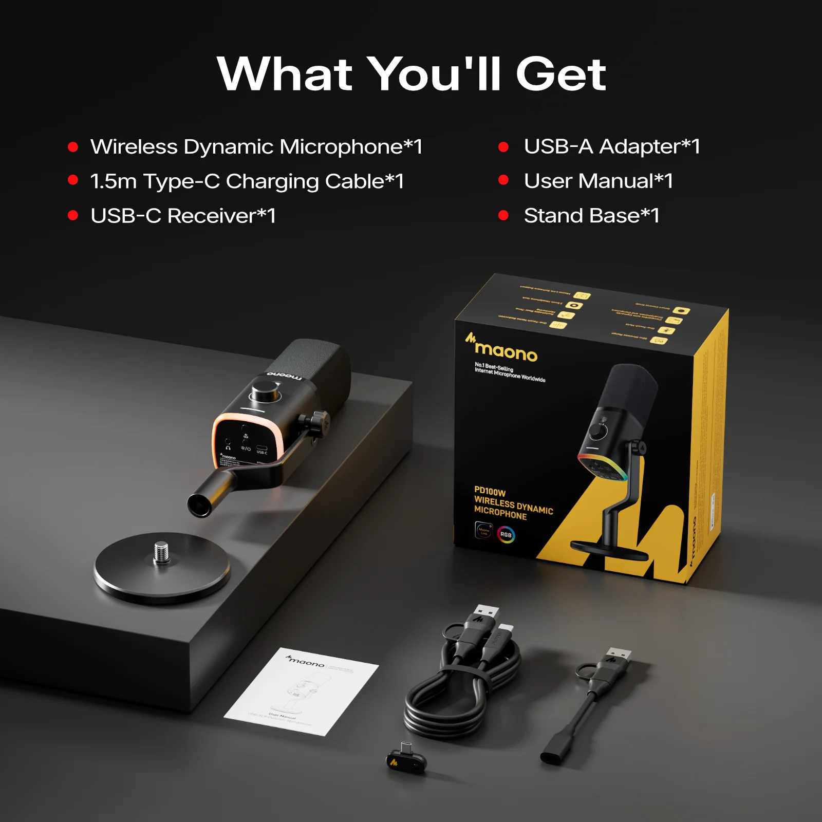 MAONO PD100W Wireless RGB Gaming Microphone - Image 8