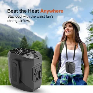 Portable Waist Fan Rechargeable Cooling Fan with Flashlight Neck Hands-Free for Outdoor Indoor Camping Travel As Power Bank - Thumbnail Image 1
