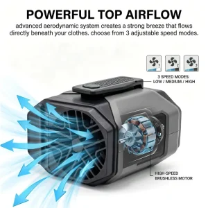 Portable Waist Fan Rechargeable Cooling Fan with Flashlight Neck Hands-Free for Outdoor Indoor Camping Travel As Power Bank - Thumbnail Image 4