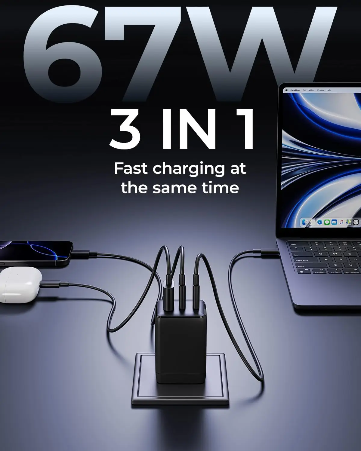 Wegear 67W 3-Port GaN USB-C Charger - Image 2