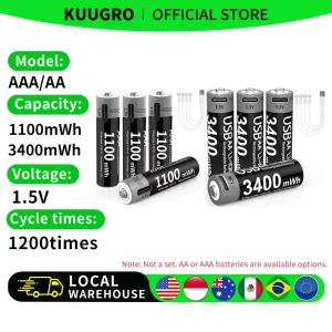Kuugro USB-C Rechargeable AA & AAA Batteries - Thumbnail Image 1