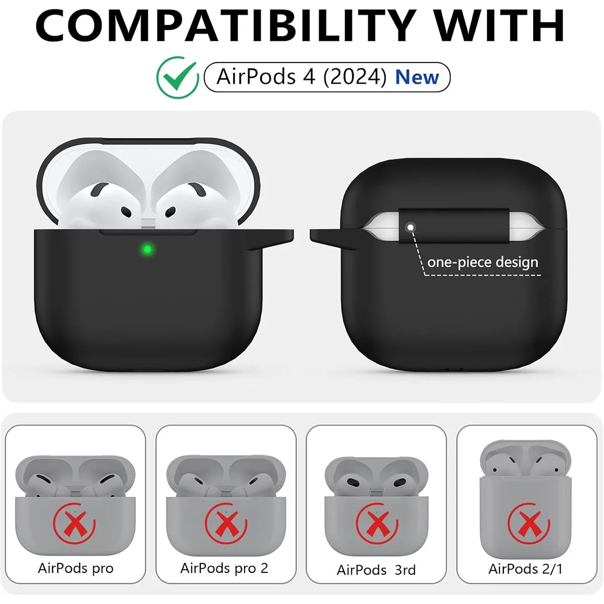 AirPods 4 Shockproof Silicone Case with Keychain - Image 4
