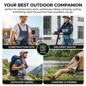 Portable Waist Fan Rechargeable Cooling Fan with Flashlight Neck Hands-Free for Outdoor Indoor Camping Travel As Power Bank - Thumbnail Image 6