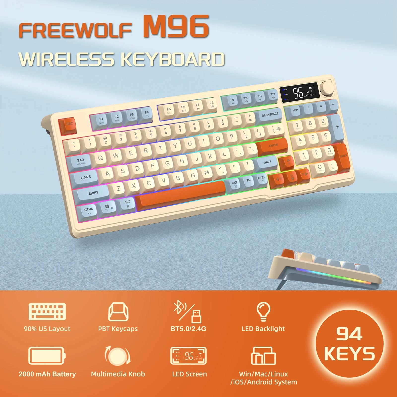 ZIYOU LANG M96 Wireless Gaming Keyboard - Image 2
