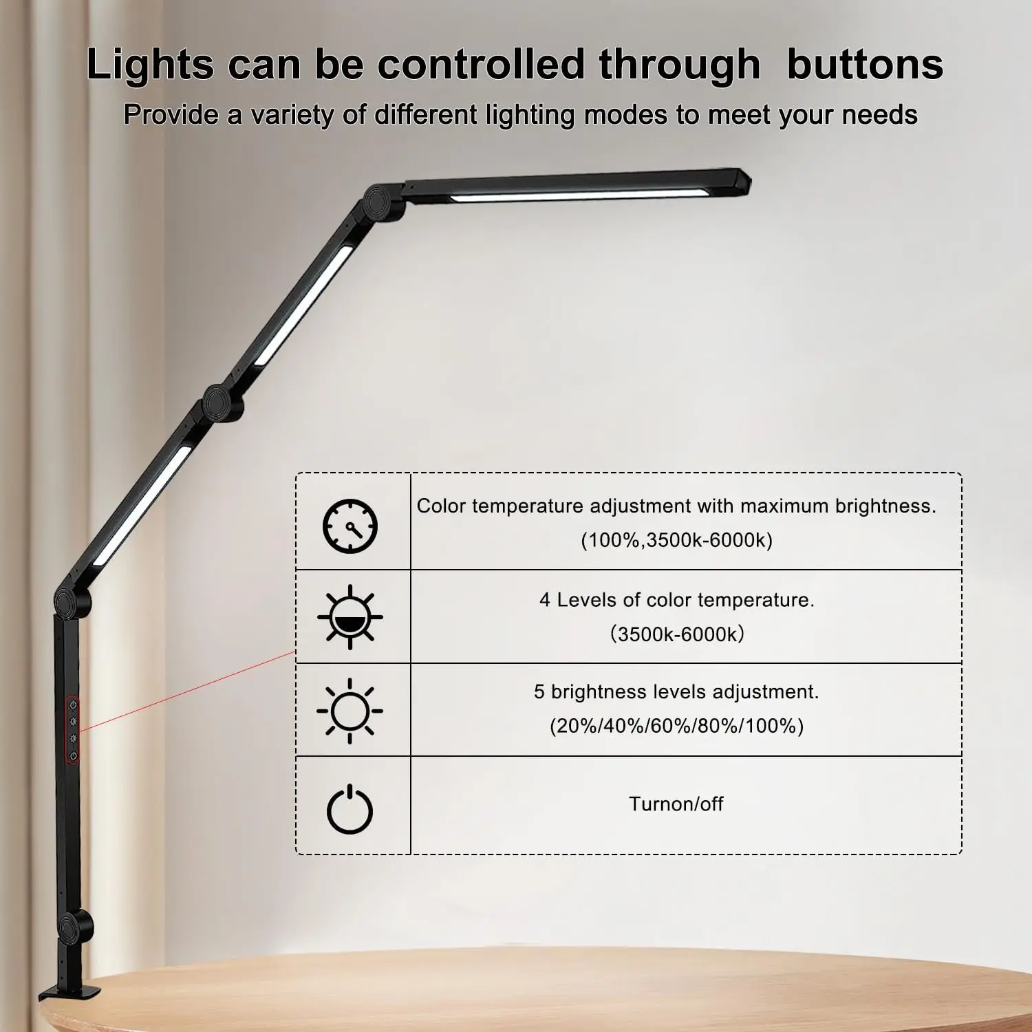 LED Clamp Desk Lamp, 4 Colors & 5 Brightness - Image 4