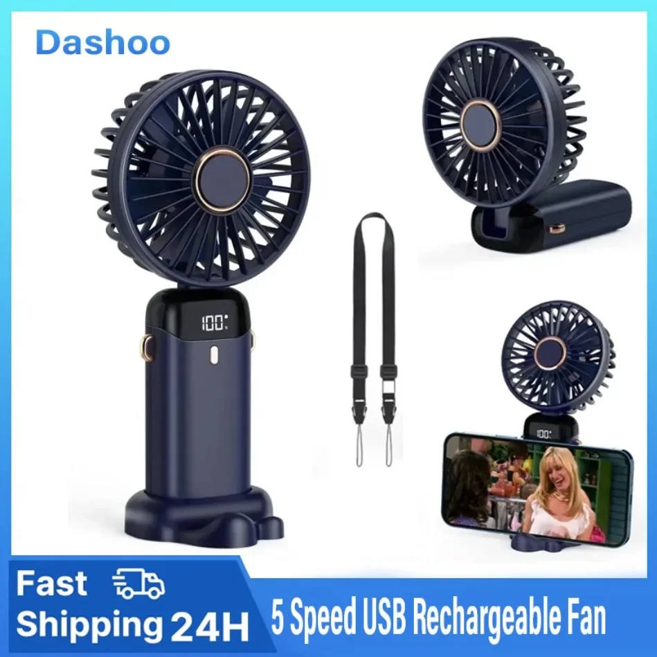 Foldable USB-C Rechargeable Fan with Stand - Image 2