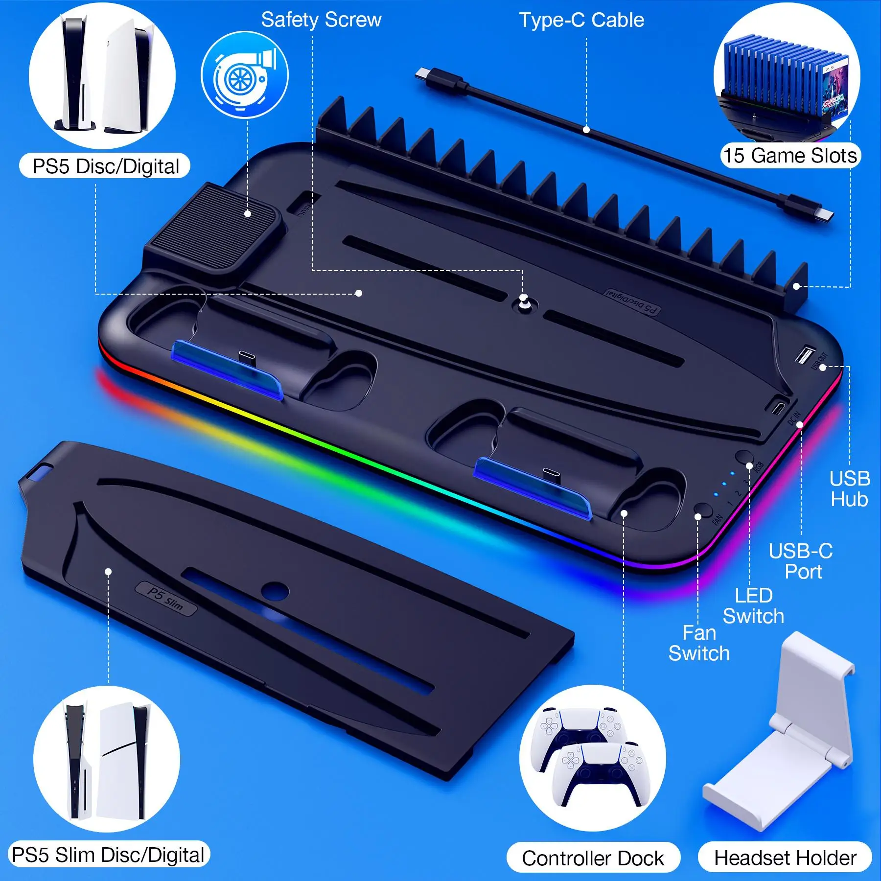 BEBONCOOL S2000 PS5 Slim Stand & Charger - Image 6