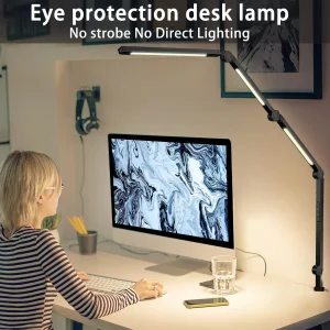 LED Clamp Desk Lamp, 4 Colors & 5 Brightness - Thumbnail Image 2