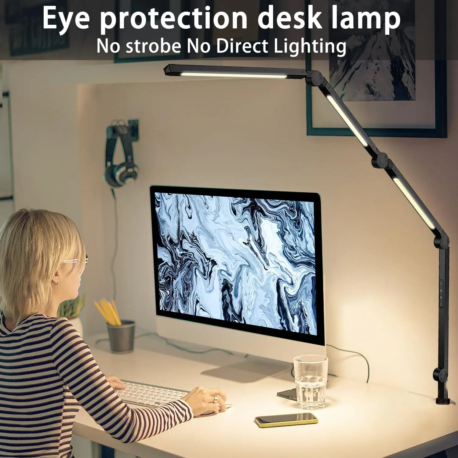 LED Clamp Desk Lamp, 4 Colors & 5 Brightness - Image 2