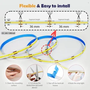 50ft 24V COB LED Strip Light with RF Remote - Thumbnail Image 2