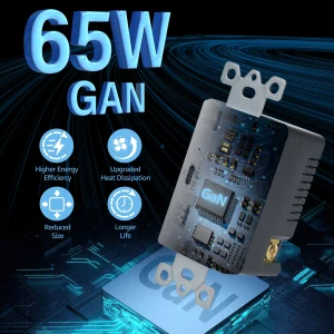 65W GaN USB-C & USB-A Wall Charger Outlet - Thumbnail Image 2