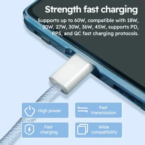 3-Pack 6FT 60W USB-C Fast Charging Cables - Thumbnail Image 4