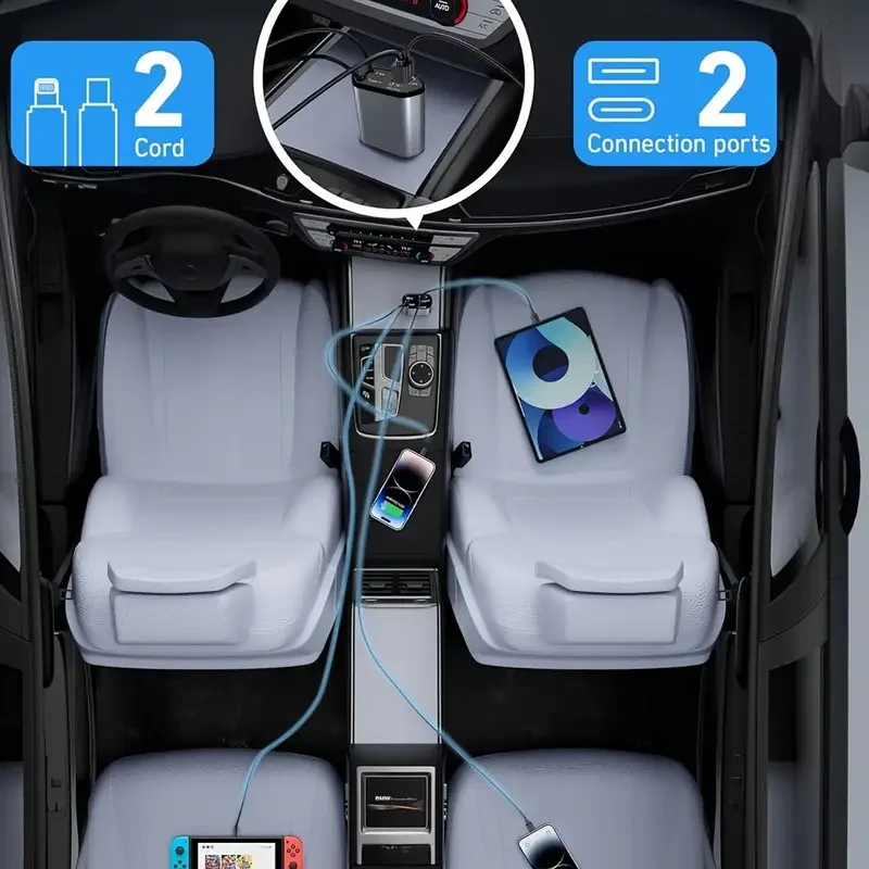 4-in-1 120W USB-C Retractable Car Charger - Image 6